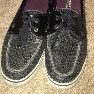 Black Sequin Sherry Topsiders